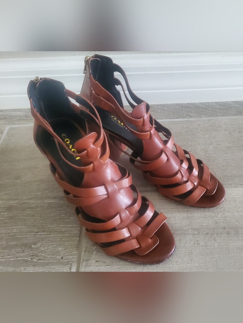 Coach Brown Strappy High Heel Sandals